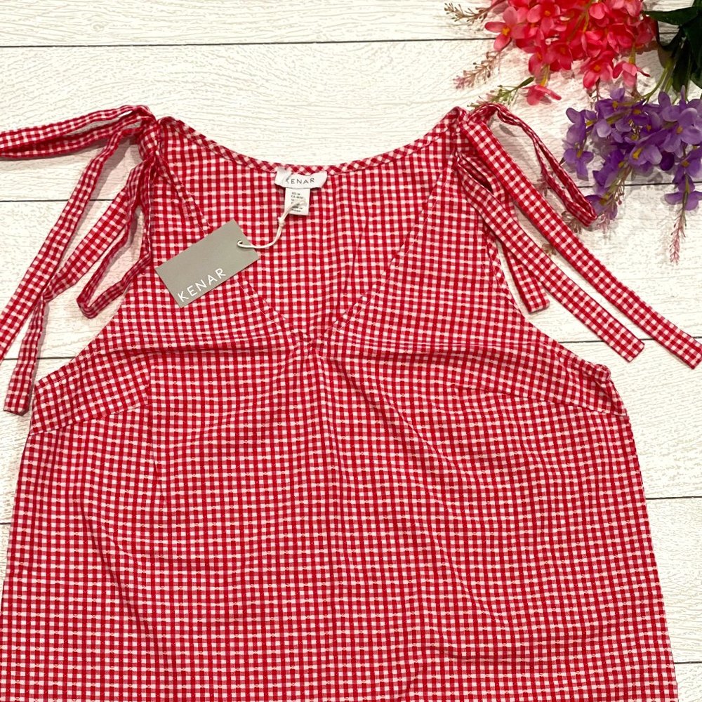 NWT Kenar Gingham Pink/White Blouse